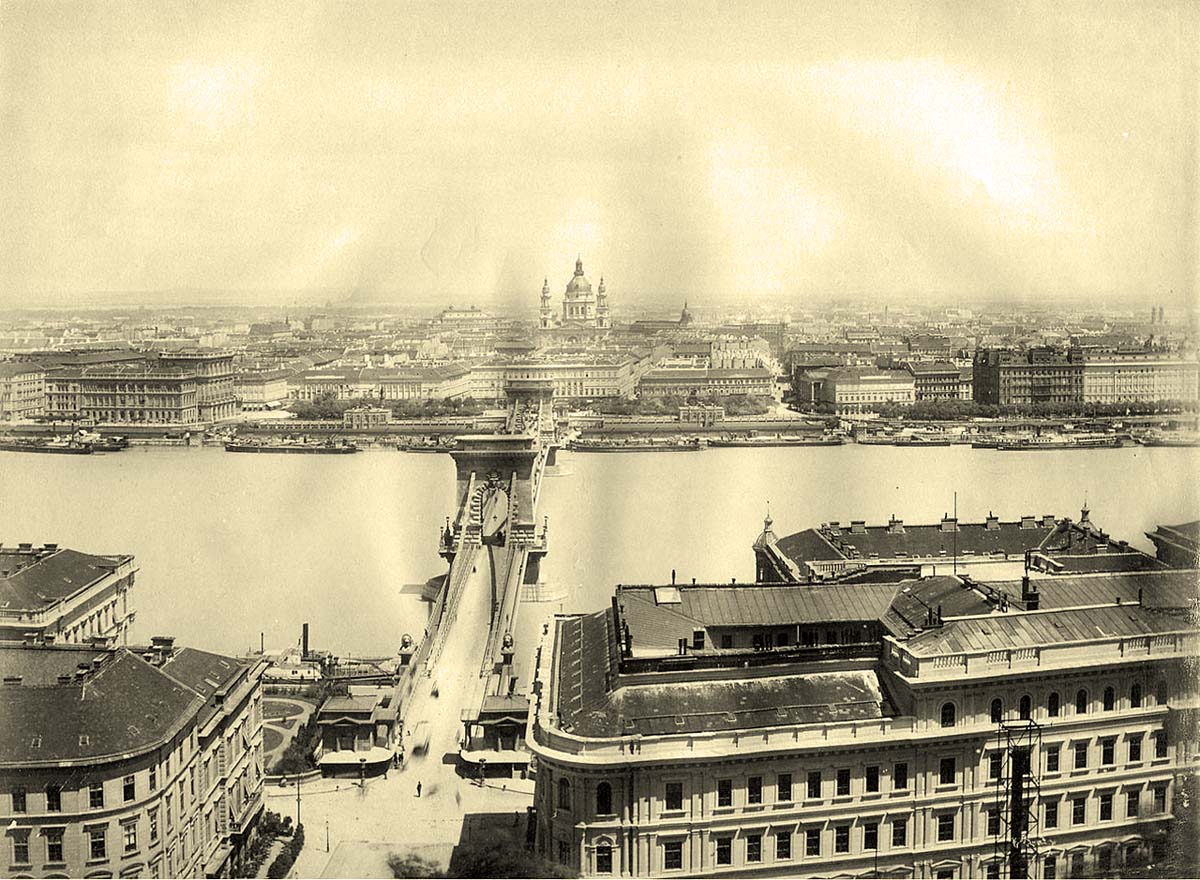 Budapest. Panorama of the city and Chain bridge