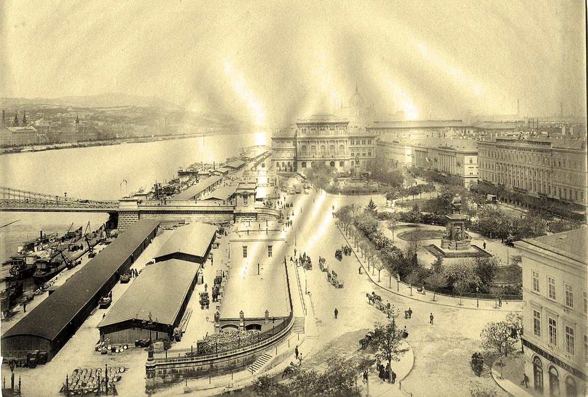 Budapest. Panorama of the city and warehouse