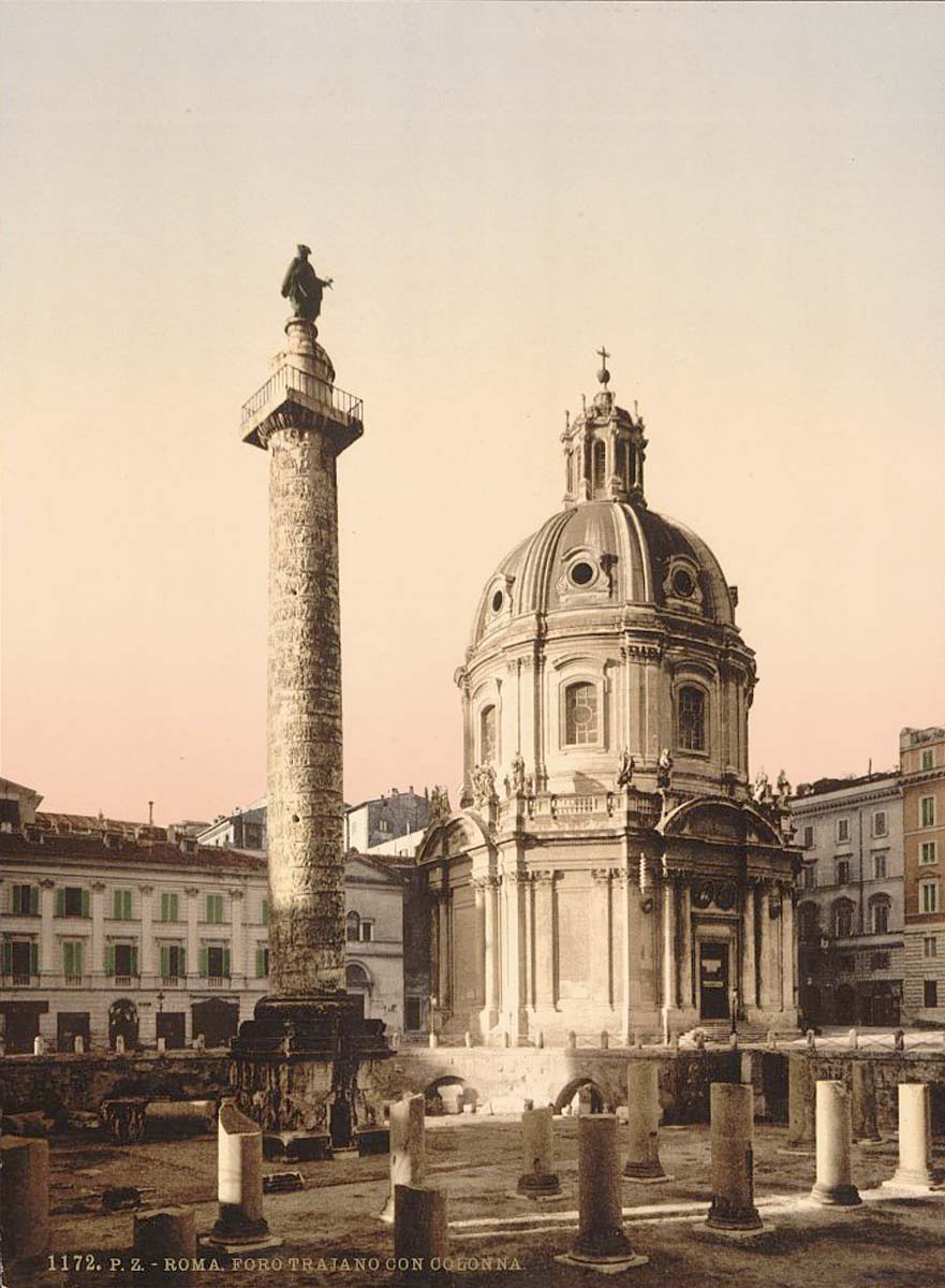 Rome. Trajan's Pillar, circa 1900