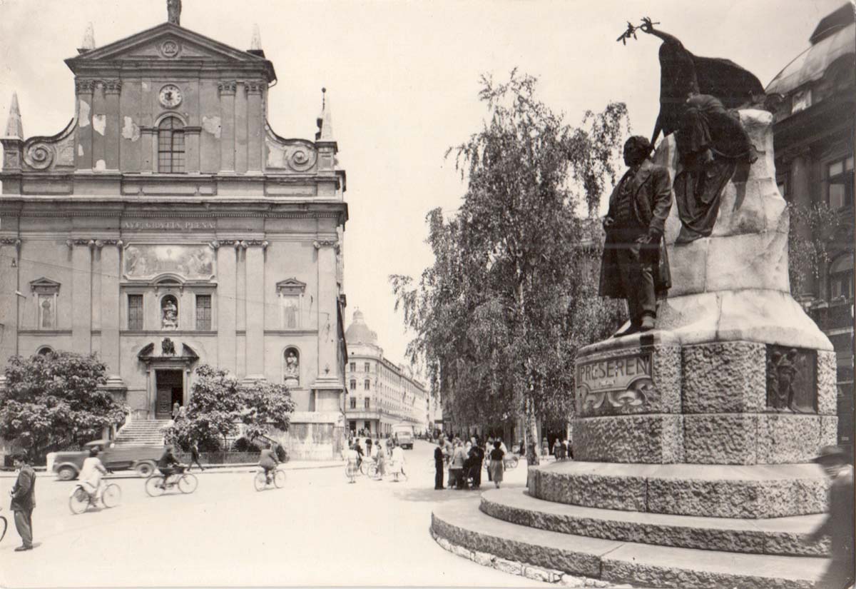 Ljubljana. Monument of the poet France Prešeren, 1956