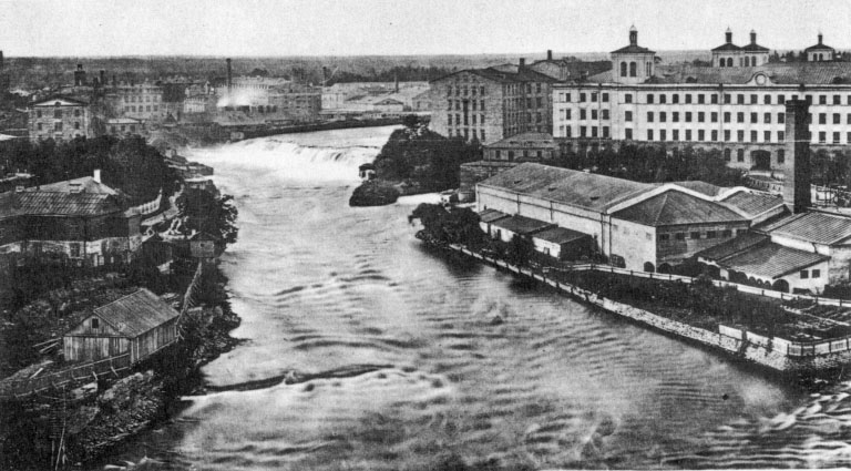 Narva. Waterfall and factory Kränholm, 1886