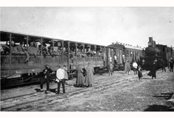 Telavi. Troops trains on the railway, 1920