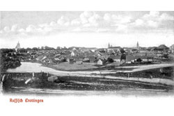 Kretinga. Panorama of the city and the river Akmene