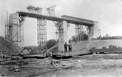 Kretinga. Construction of the bridge and the railway near Kretinga