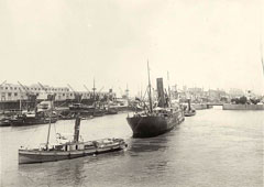 Buenos Aires. Steamer passing through basin to dock