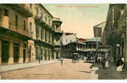 Panama City. Panorama of town street