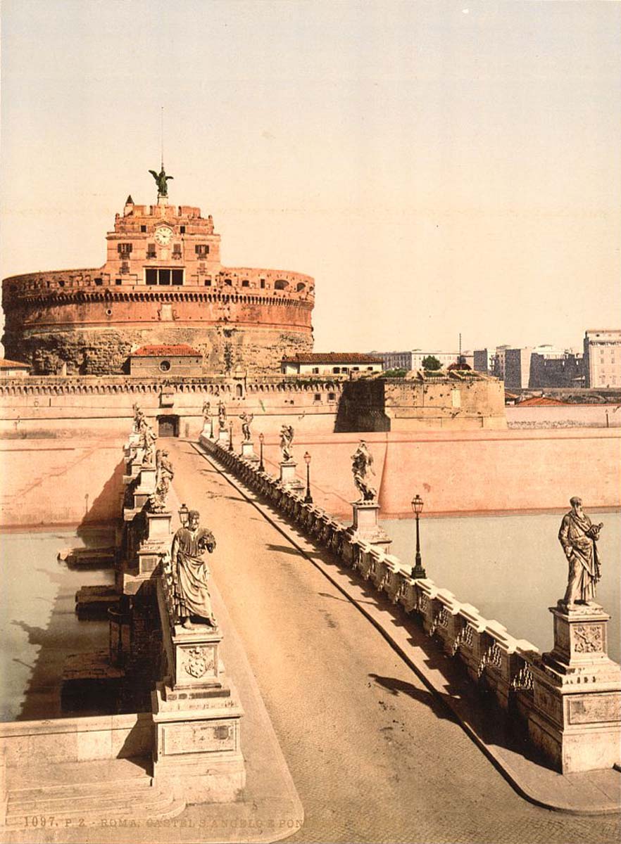 Rome. Castle and bridge, circa 1890