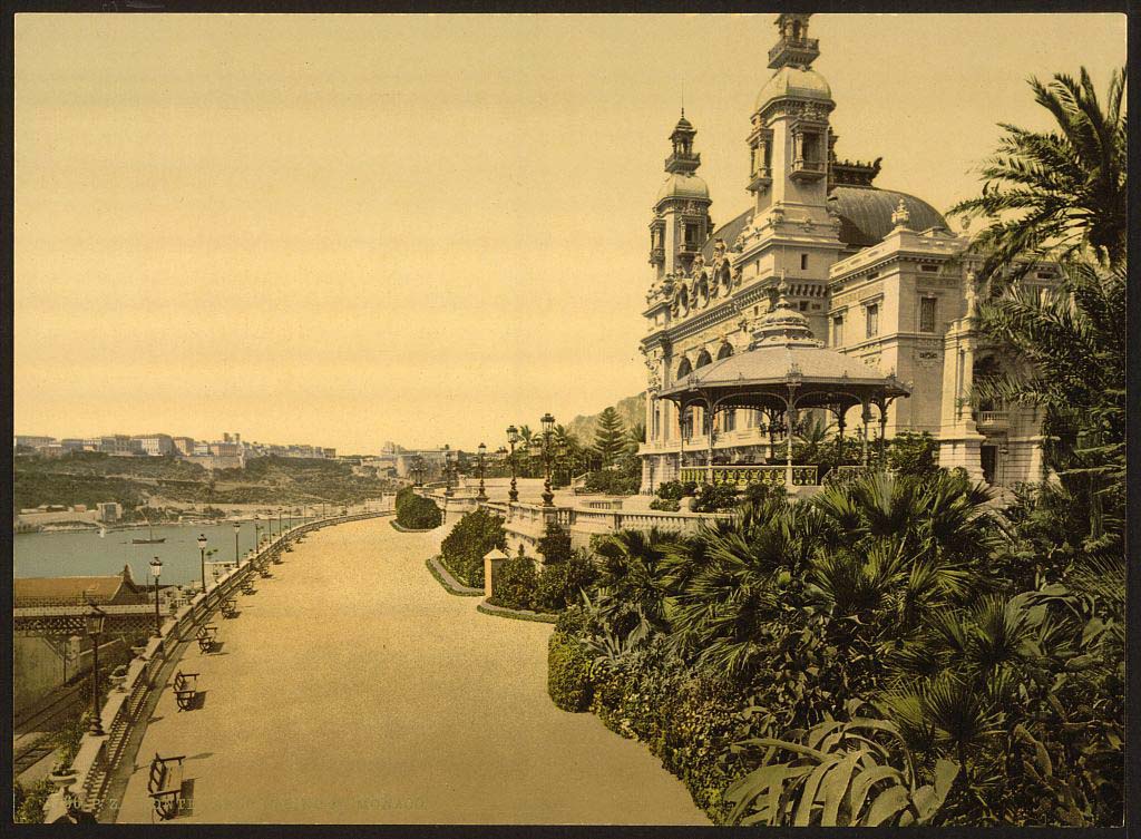 Monte Carlo. Casino entrance, with Monaco, 1890
