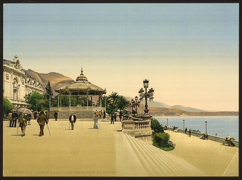 Monte Carlo. Casino entrance, the terraces, 1890