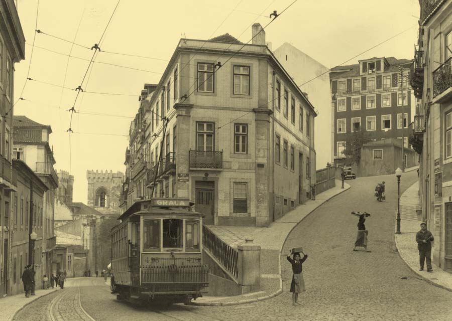 Lisbon. The streetcar on streets Lisbon