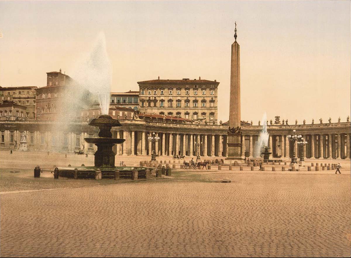 Vatican City. St Peter's Square and fountains, between 1890 and 1900