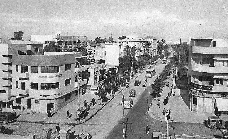 Tel Aviv. Allenby Street, 1937, Corner of Yehuda HaLevi heading north