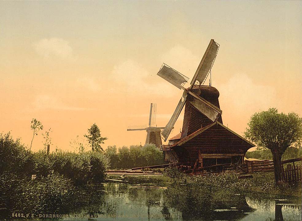 Dordrecht. Windmills on the Noordendijk, 1890
